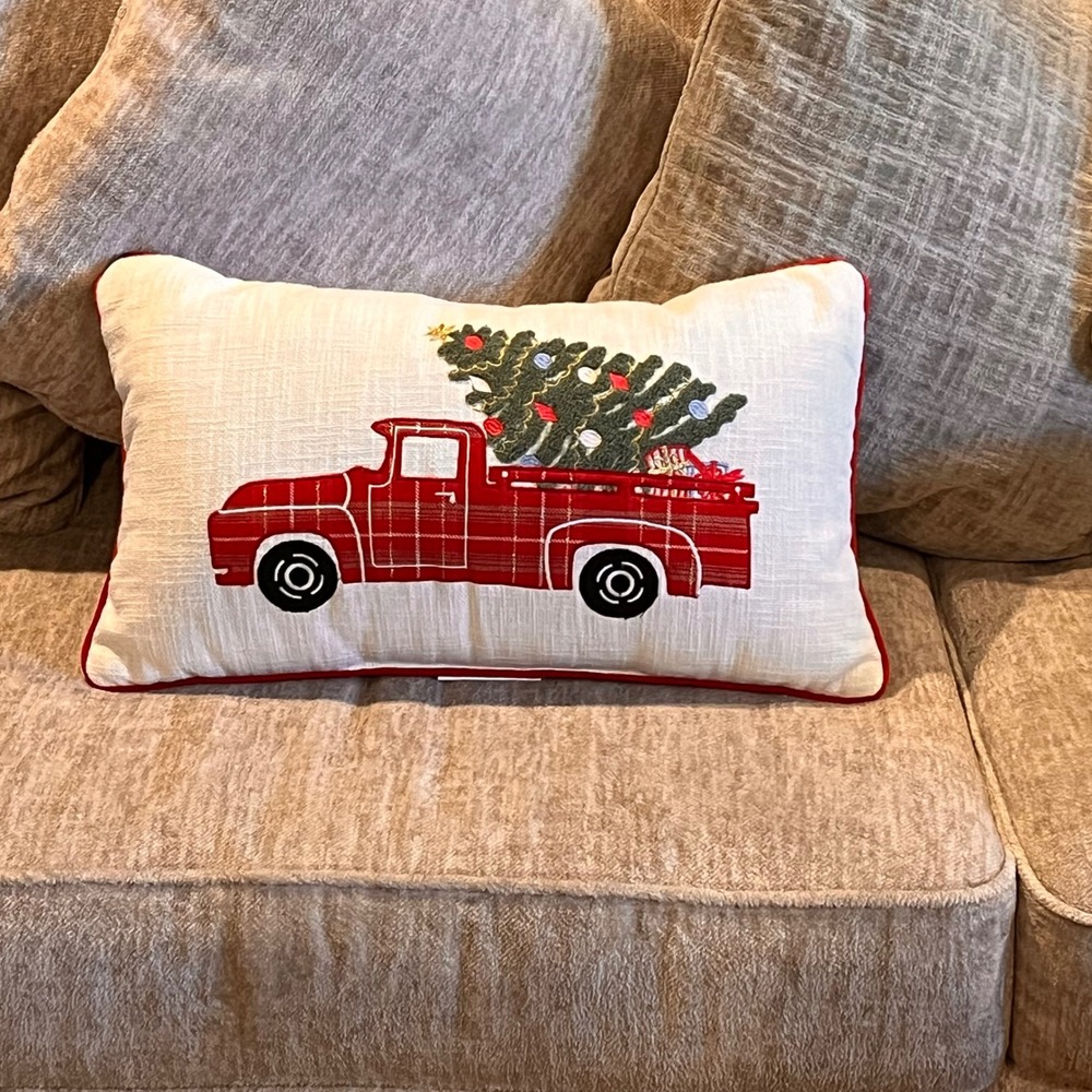 Threshold Christmas Red Truck Tree Lumbar Pillow 14x24 Holiday Decor